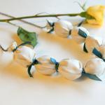 Ivory And Blue Ribbon Fabric Necklace