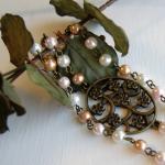 Flower Brass Charm With Pearls Bracelet