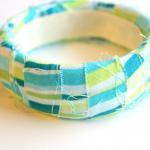 Fabric Bangle - Blue And Green Stripes