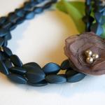 Beautiful Blue Beaded Chiffon Flower Necklace