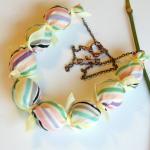 Yellow Ribbon Candy Stripe Fabric Beaded Necklace